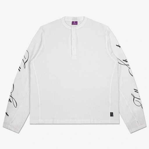 Image of STEAT WAFFLE LONG SLEEVE WHITE