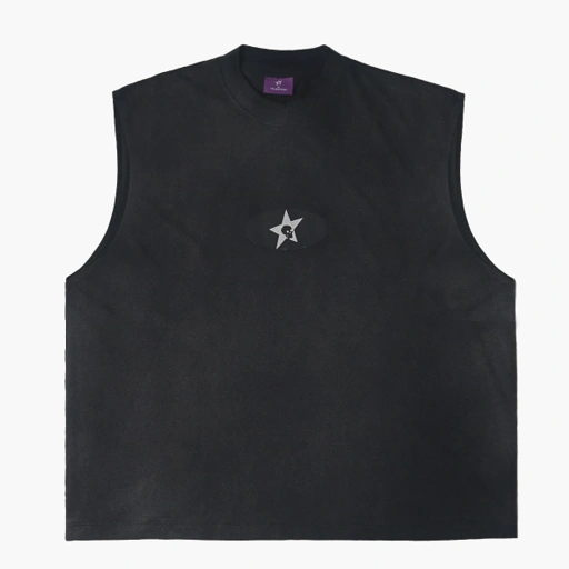 Image of Sleveless Boxy Tee Fillingstreet - Nero Wash