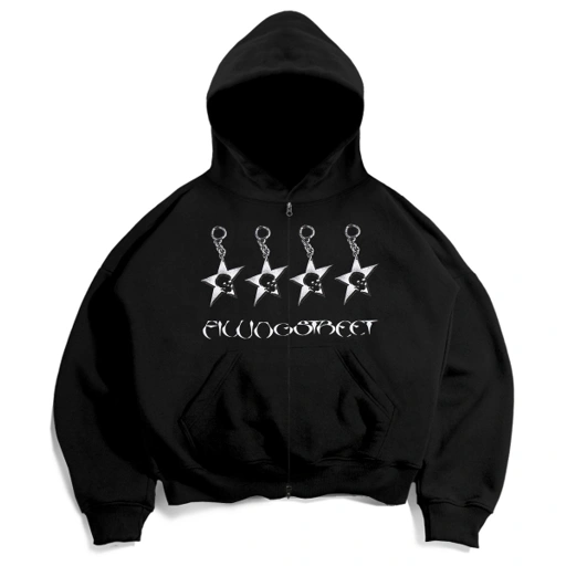 Image of Double Zip Hoodie Boxy oversize Fillingstreet - FOV Black