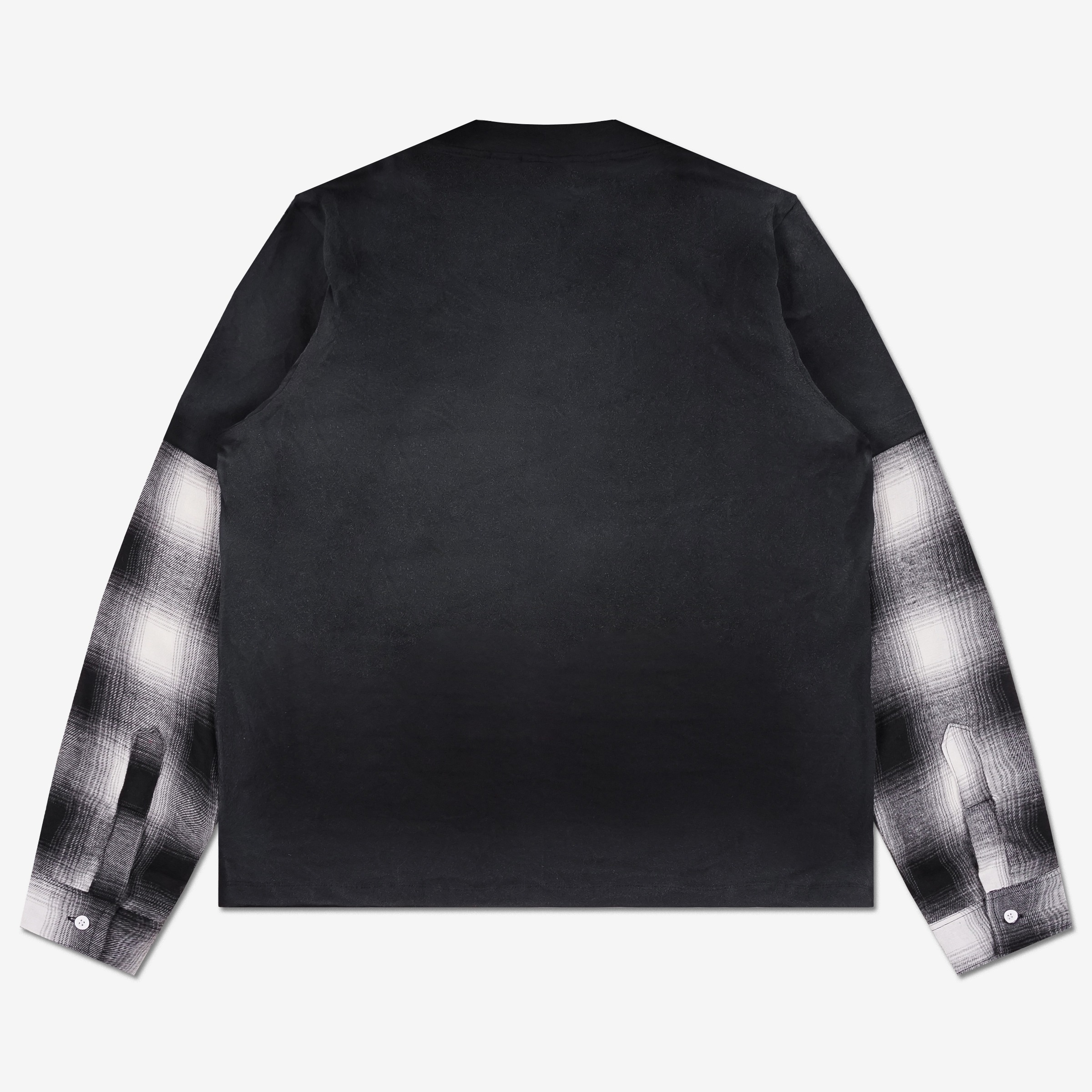 BLAT LAYERED PLAID FLANNEL LONG SLEEVE BLACK