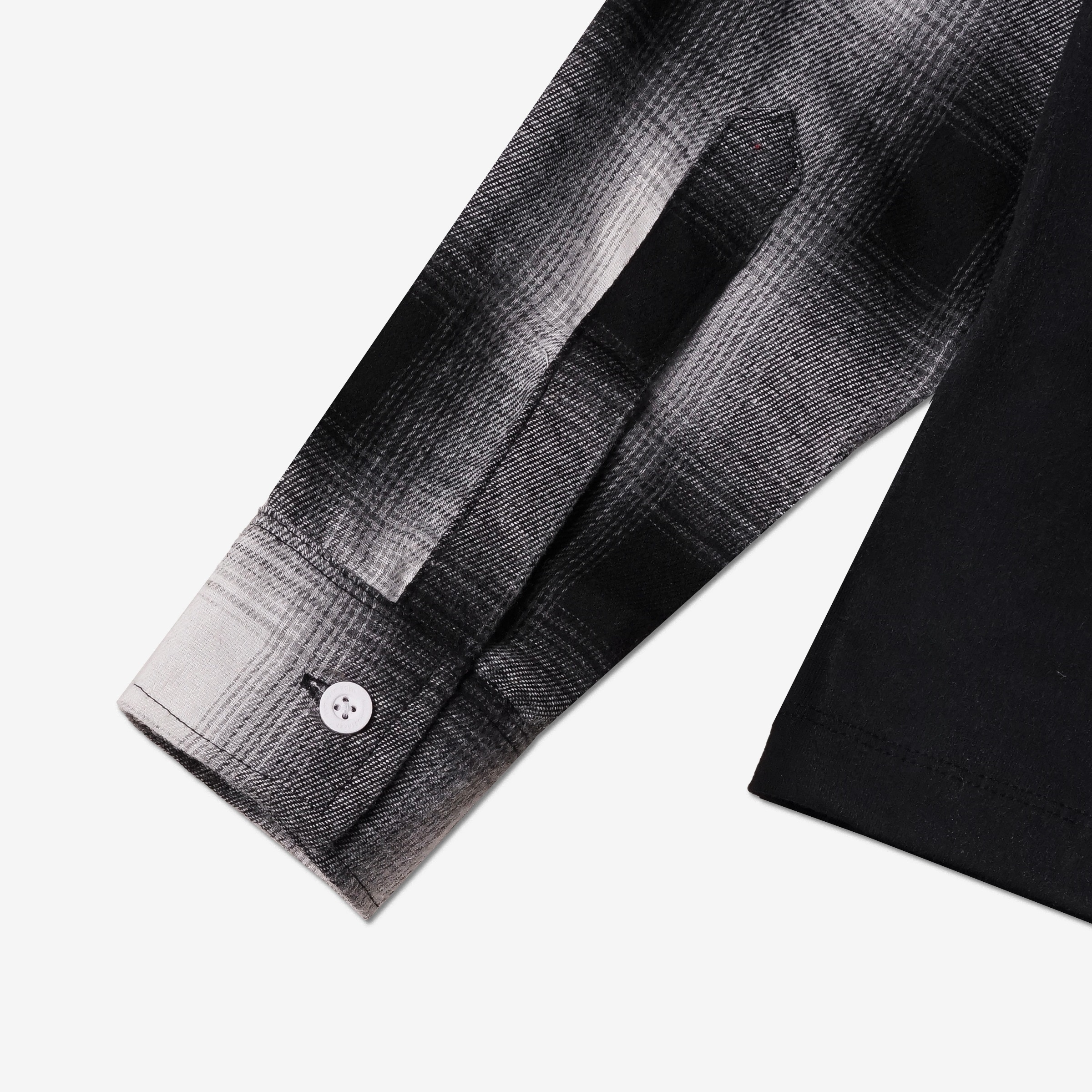 BLAT LAYERED PLAID FLANNEL LONG SLEEVE BLACK