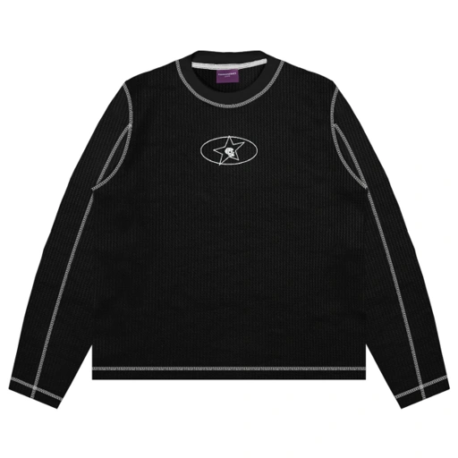 Image of Long Sleeve Waffle Fitted Fillingstreet - Dread Black
