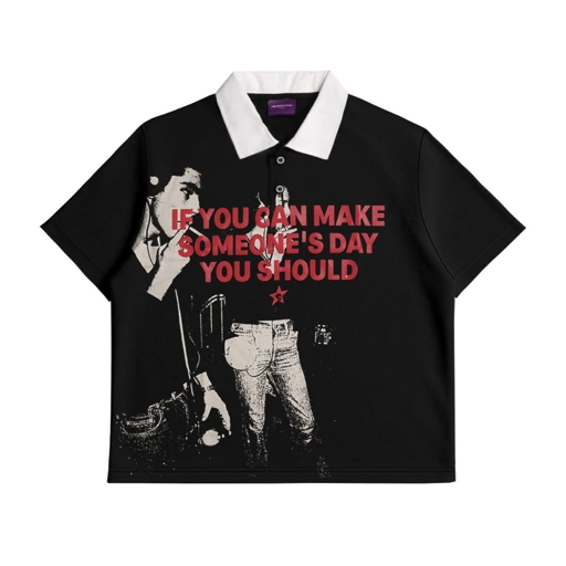 Image of Fitted Polo Tee Fillingstreet - Makez Black
