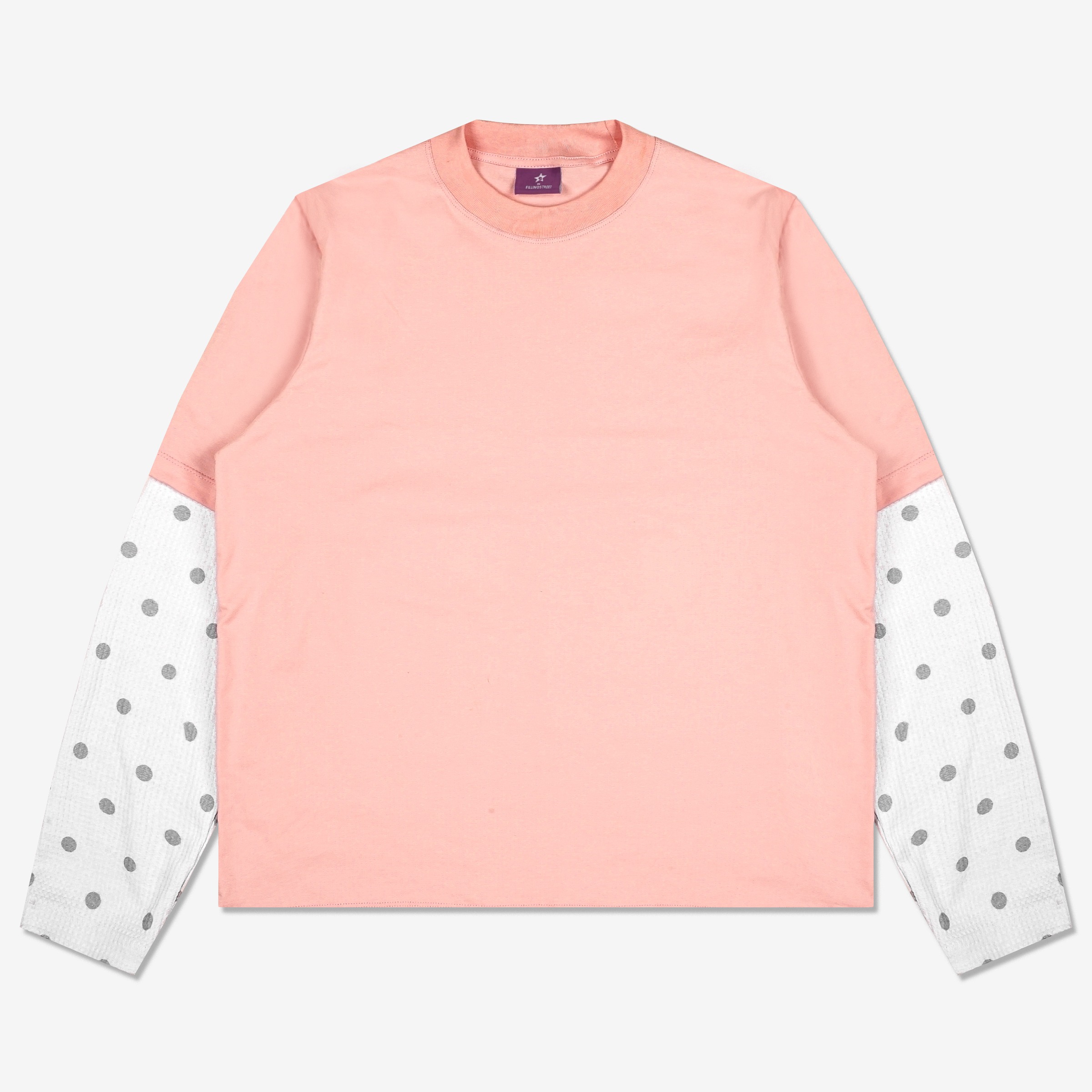 SCATTERED LAYERED POLKA WAFFLE LONG SLEEVE PINK