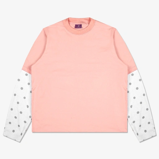 SCATTERED LAYERED POLKA WAFFLE LONG SLEEVE PINK