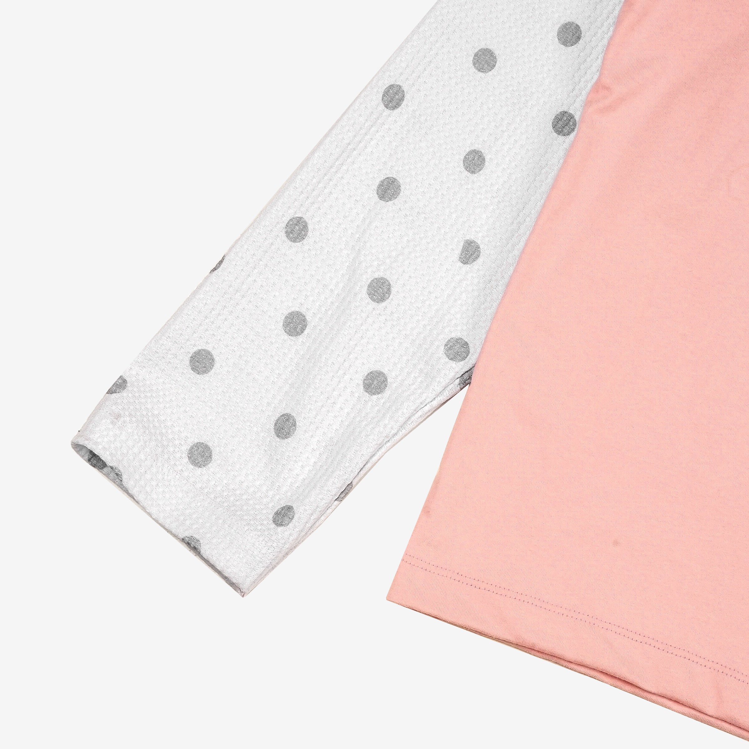 SCATTERED LAYERED POLKA WAFFLE LONG SLEEVE PINK