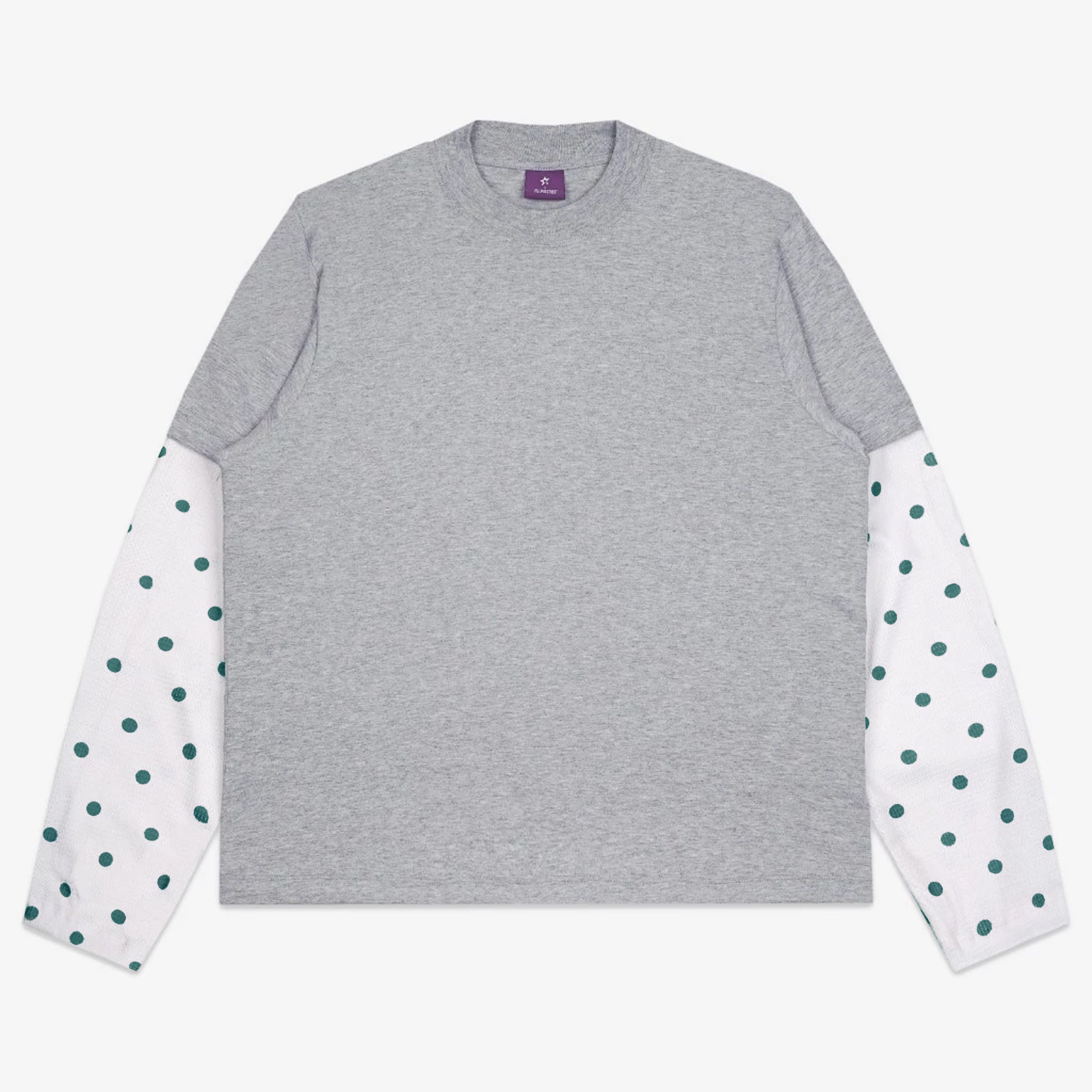 SCATTERED LAYERED POLKA WAFFLE LONG SLEEVE MISTY