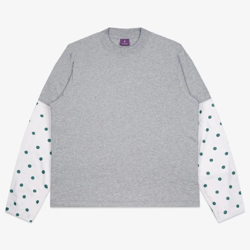 SCATTERED LAYERED POLKA WAFFLE LONG SLEEVE MISTY