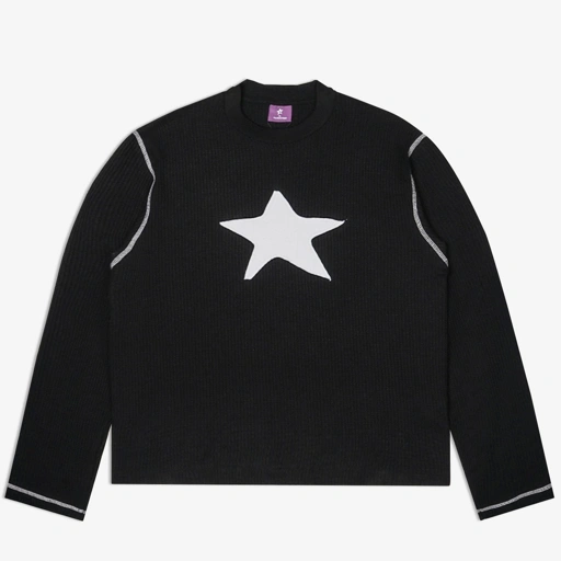 Image of VAULT WAFFLE LONG SLEEVE BLACK