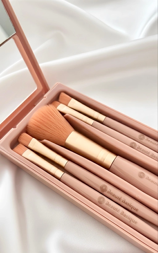 Image of Travel Makeup Brush Set with Mirror Case