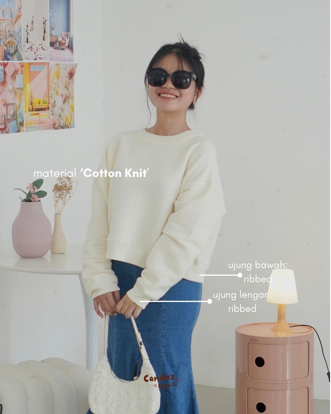 YOONA Oversized Sweater Crop | Knit White