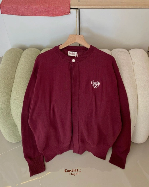 Image of RAE Signature Basic Cardigan Knit | Maroon