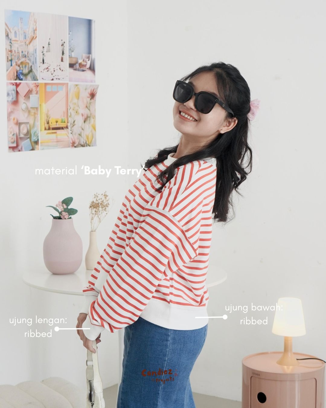 YOONA Oversized Sweater Crop | Red Milky