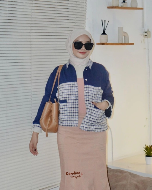 Image of JOYA Premium Tweed Blazer | Deep Blue