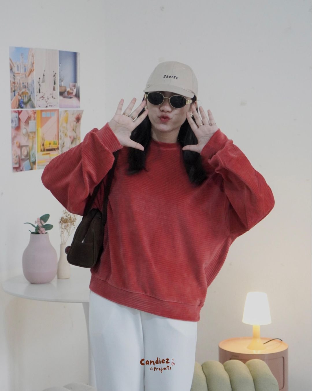 JIHOO Super Oversized Sweater | Maroon Texture
