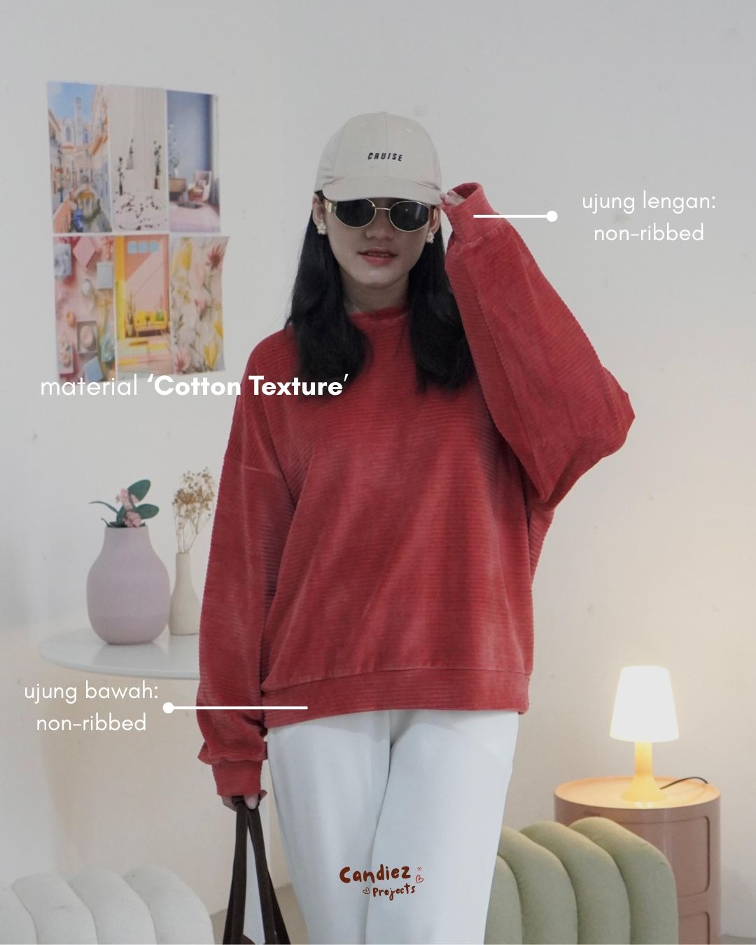 JIHOO Super Oversized Sweater | Maroon Texture