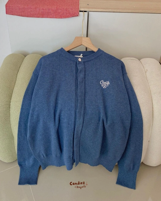 Image of RAE Signature Basic Cardigan Knit | Denim
