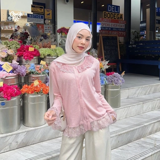 Image of NAMA Lace Knit Top | Pink Misty | CANDIEZ x Nabilamnddd