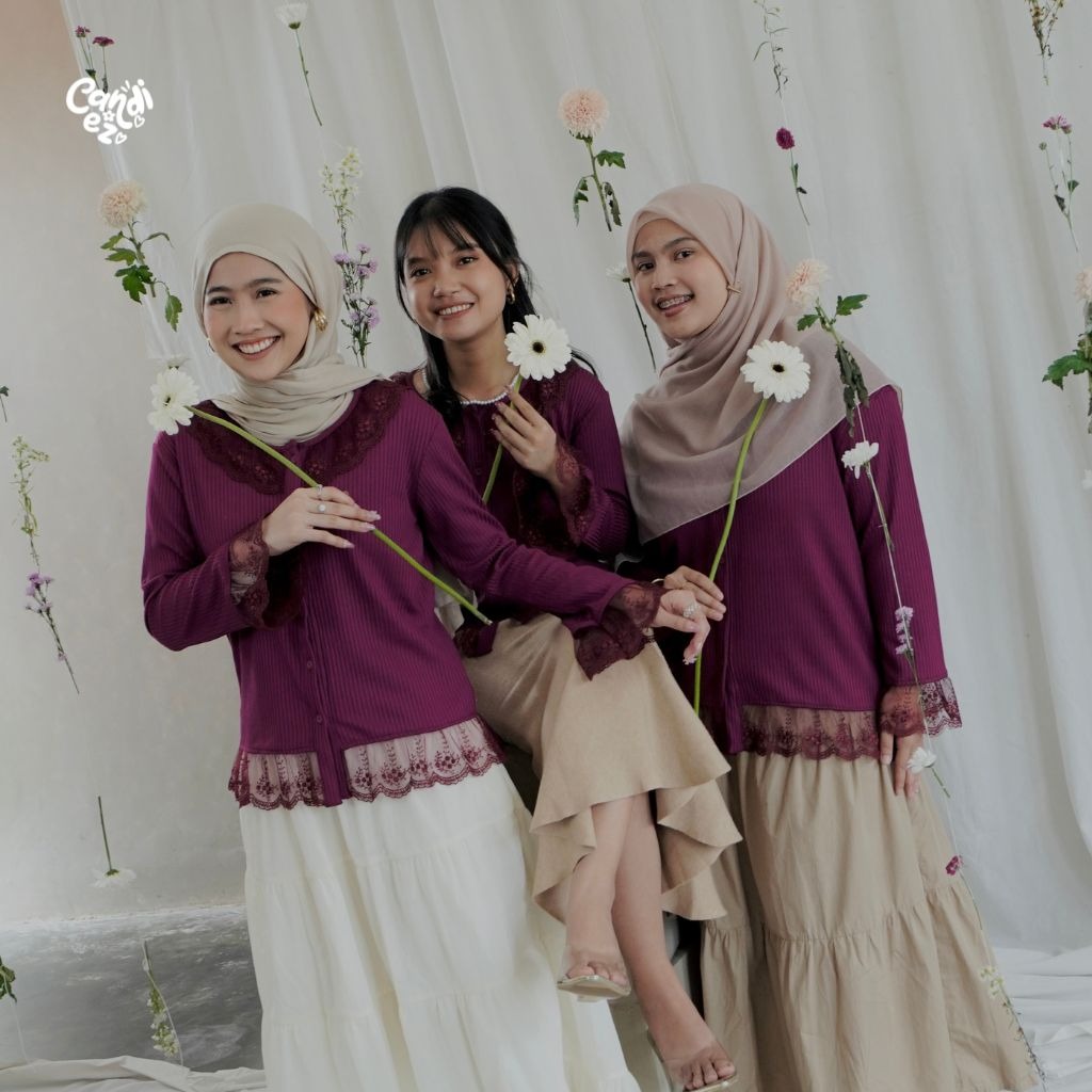 NAMA Lace Knit Top | Wine | CANDIEZ ID x nabilamnddd
