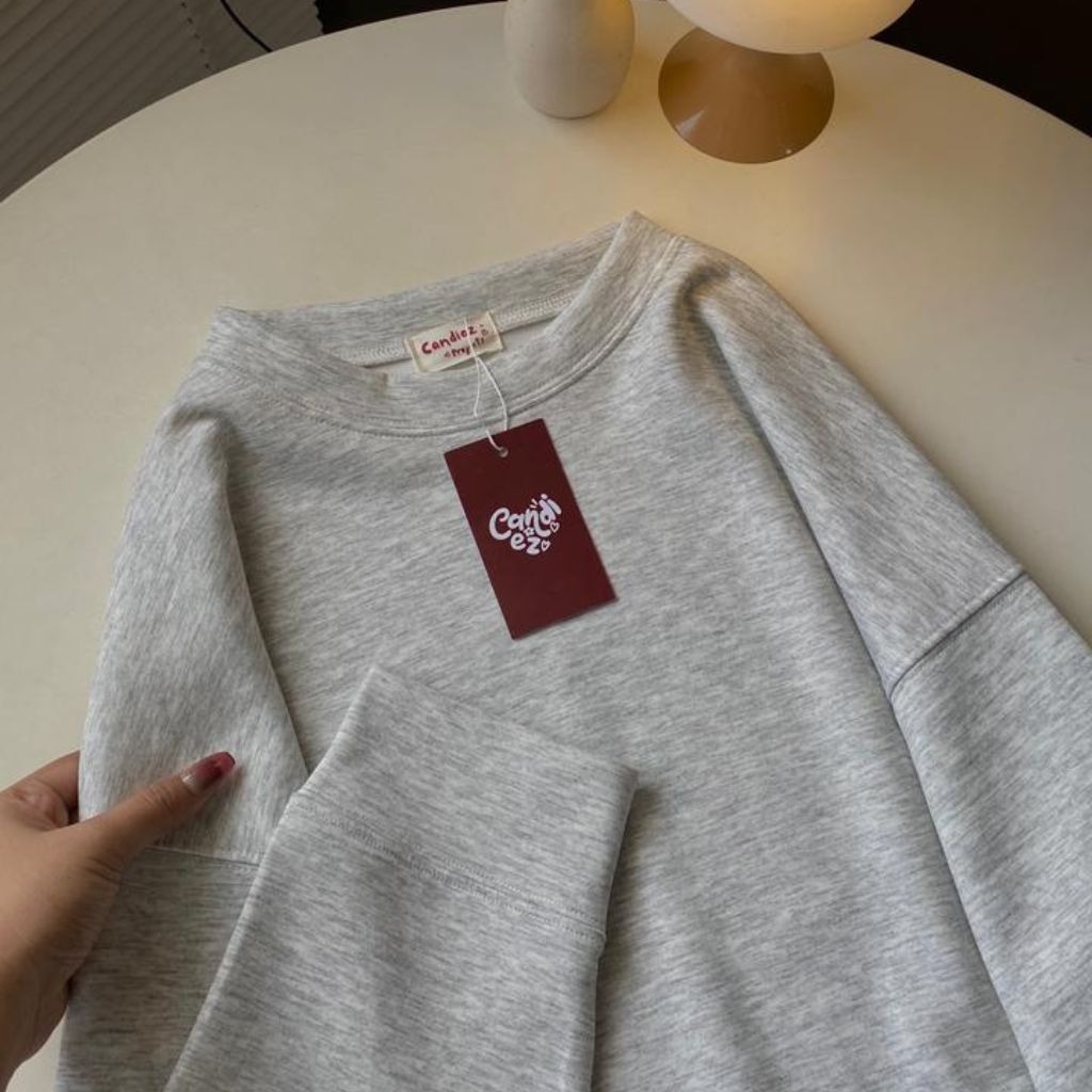 YOONA Oversized Sweater Crop | Grey Oreo
