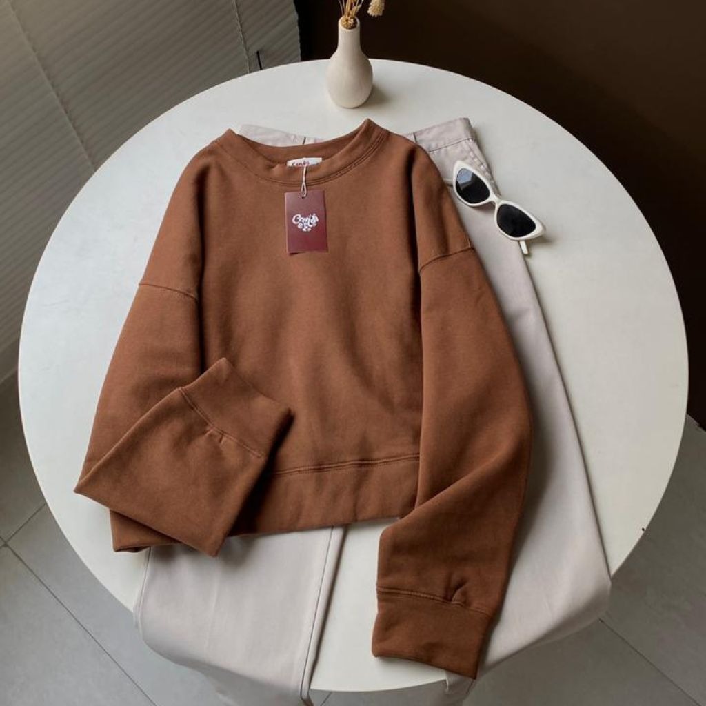 YOONA Oversized Sweater Crop | Brown