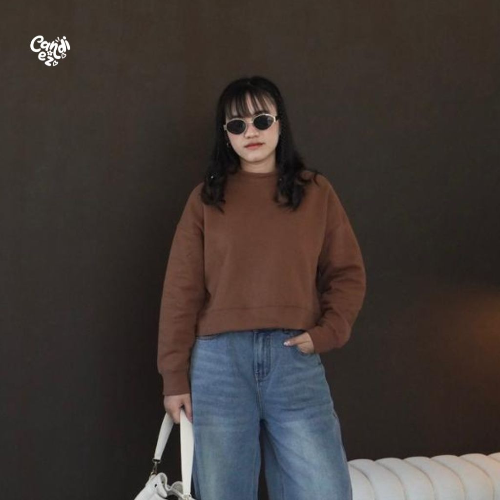 YOONA Oversized Sweater Crop | Brown