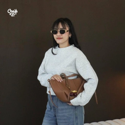Image of YOONA Oversized Sweater Crop | Grey Oreo