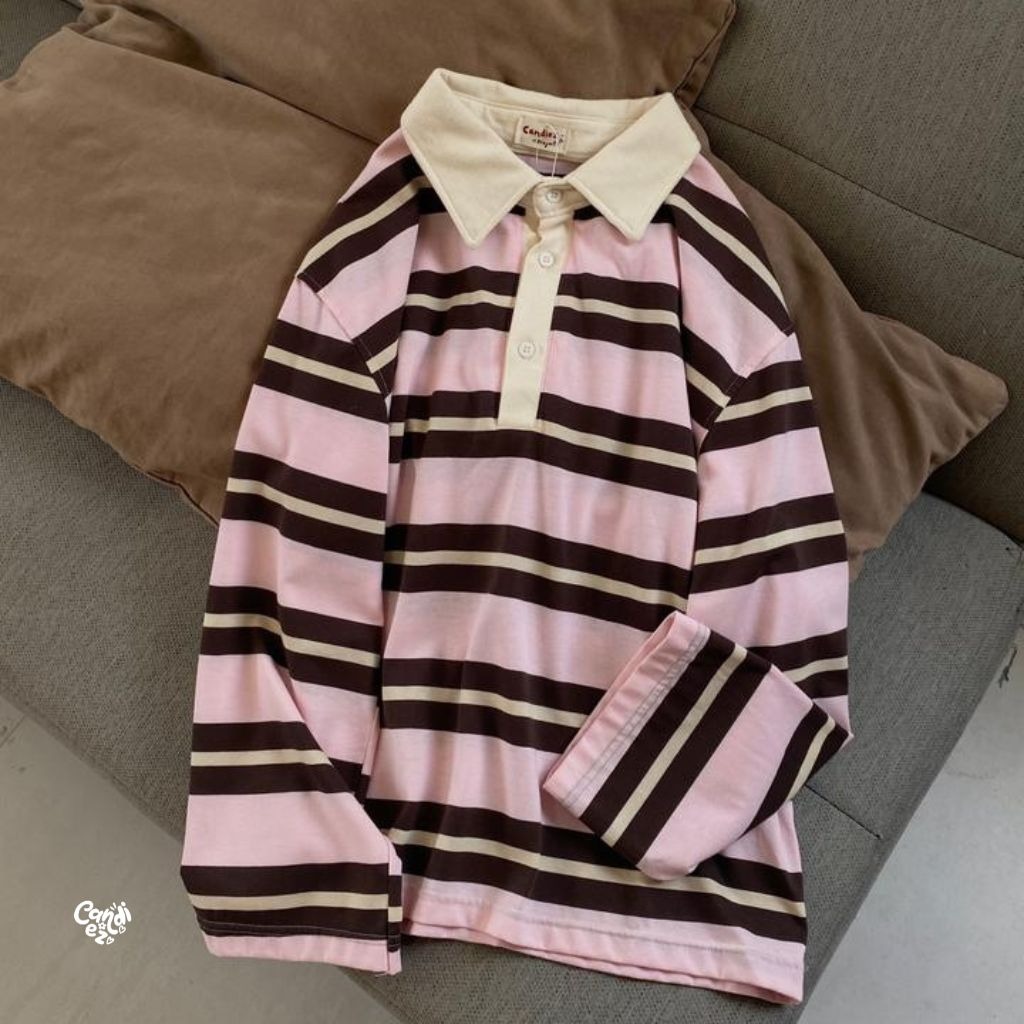 KANA Polo Oversized Sweatshirt | Pink Milky