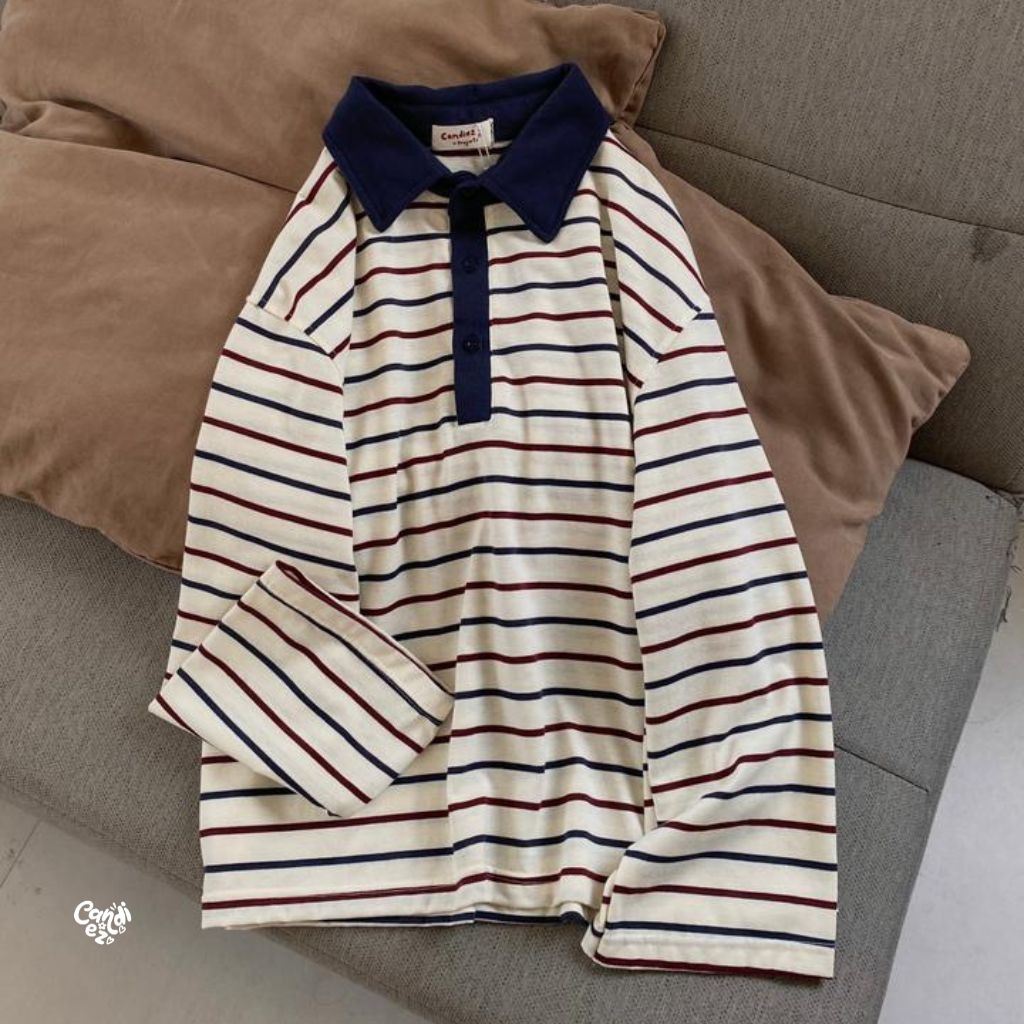 KANA Polo Oversized Sweatshirt | Oat Navy