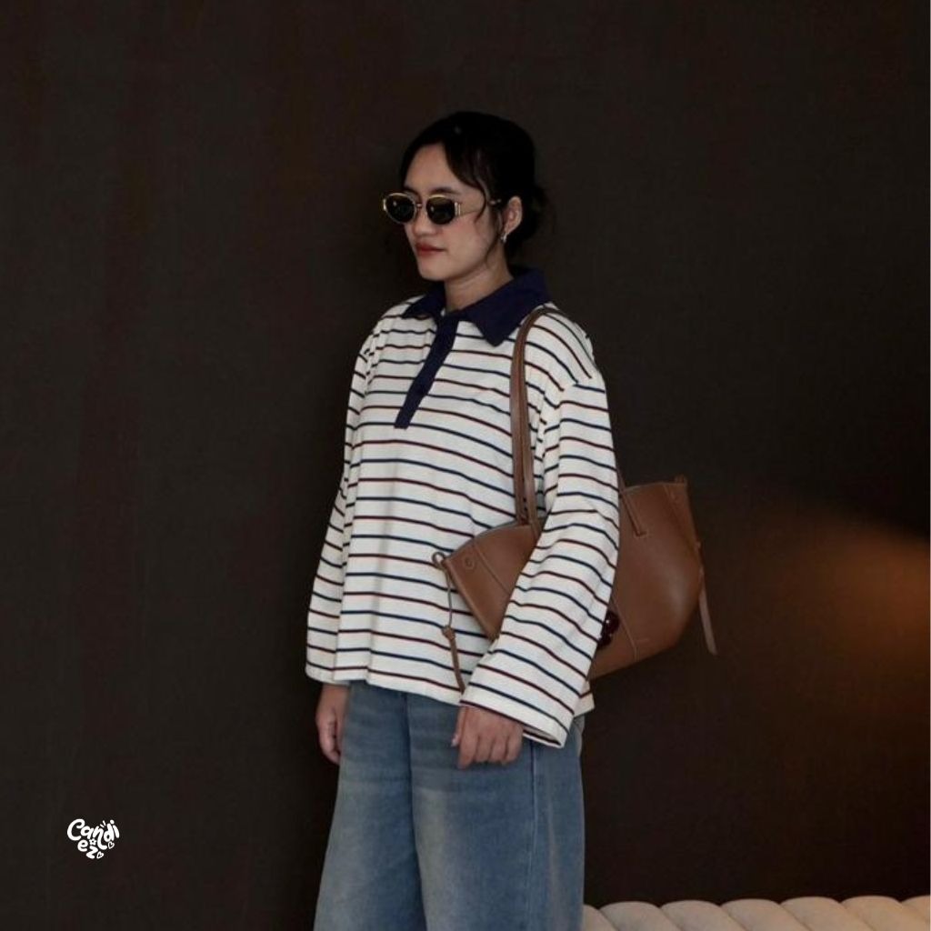 KANA Polo Oversized Sweatshirt | Oat Navy