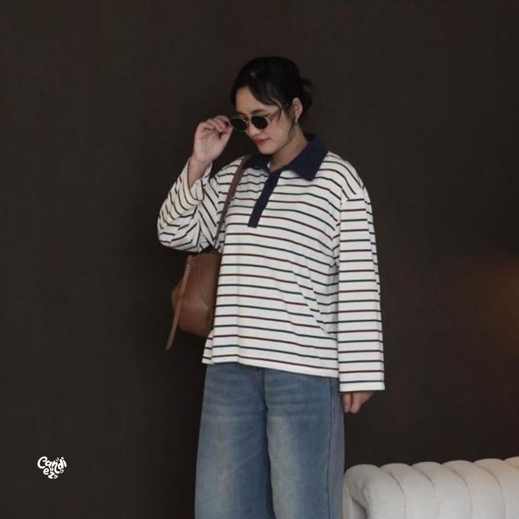 KANA Polo Oversized Sweatshirt | Oat Navy
