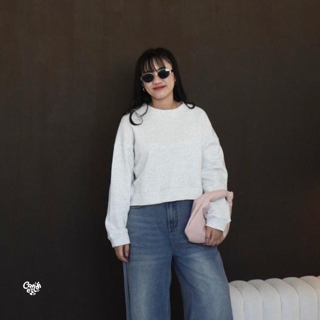 YOONA Oversized Sweater Crop | Ash Oreo