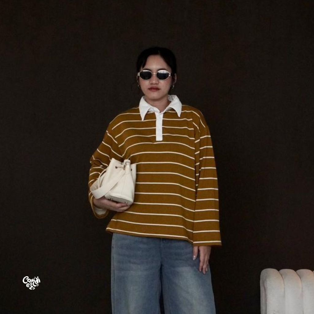 KANA Polo Oversized Sweatshirt | Jahe Stripes