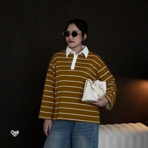Image of KANA Polo Oversized Sweatshirt | Jahe Stripes