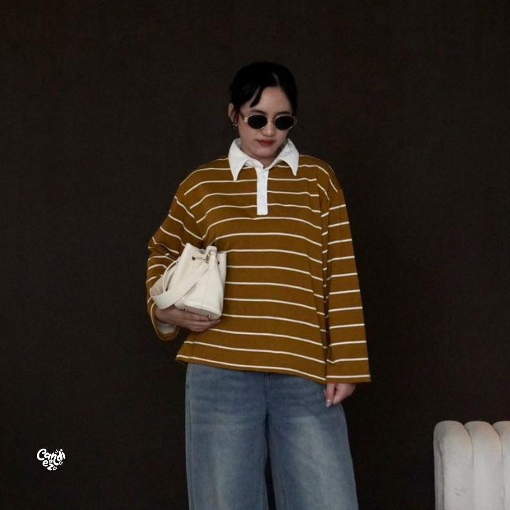 KANA Polo Oversized Sweatshirt | Jahe Stripes