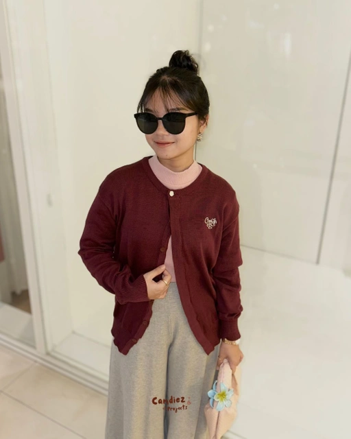 Image of RAE Signature Basic Cardigan Knit | Maroon