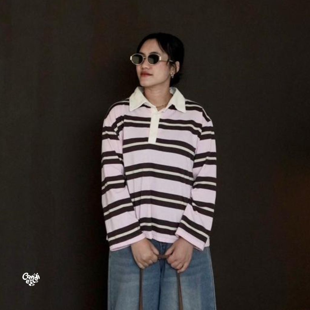 KANA Polo Oversized Sweatshirt | Pink Milky