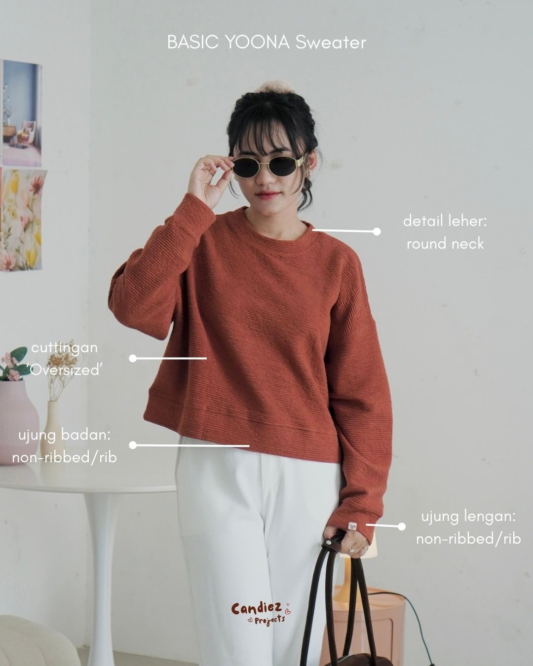 YOONA Oversized Sweater Crop | Red Milky