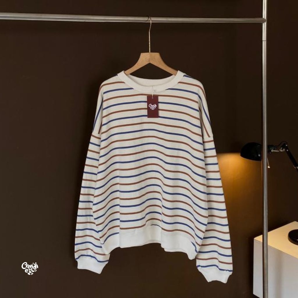 JIHOO Super Oversized Sweater | Stripes Nutella