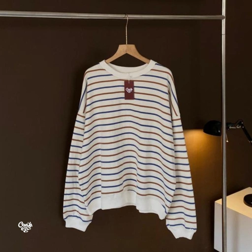 JIHOO Super Oversized Sweater | Stripes Nutella