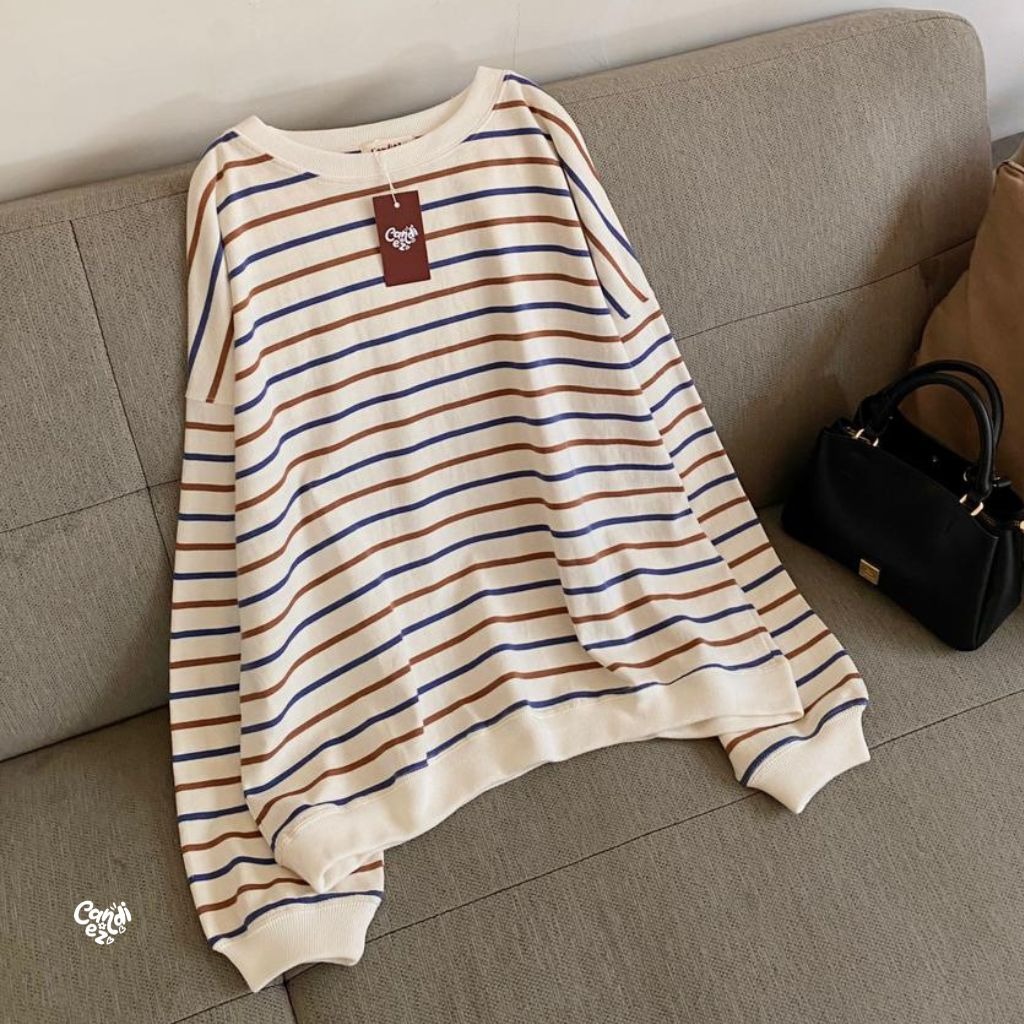 JIHOO Super Oversized Sweater | Stripes Nutella