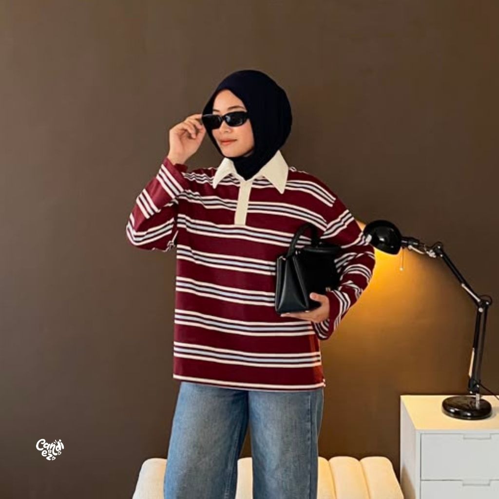 KANA Polo Oversized Sweatshirt | Maroon BW