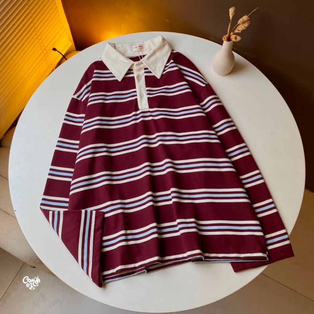 KANA Polo Oversized Sweatshirt | Maroon BW