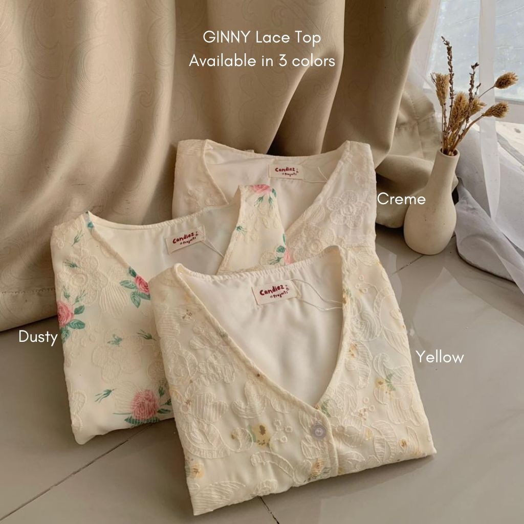 GINNY Premium Lace Top | Yellow