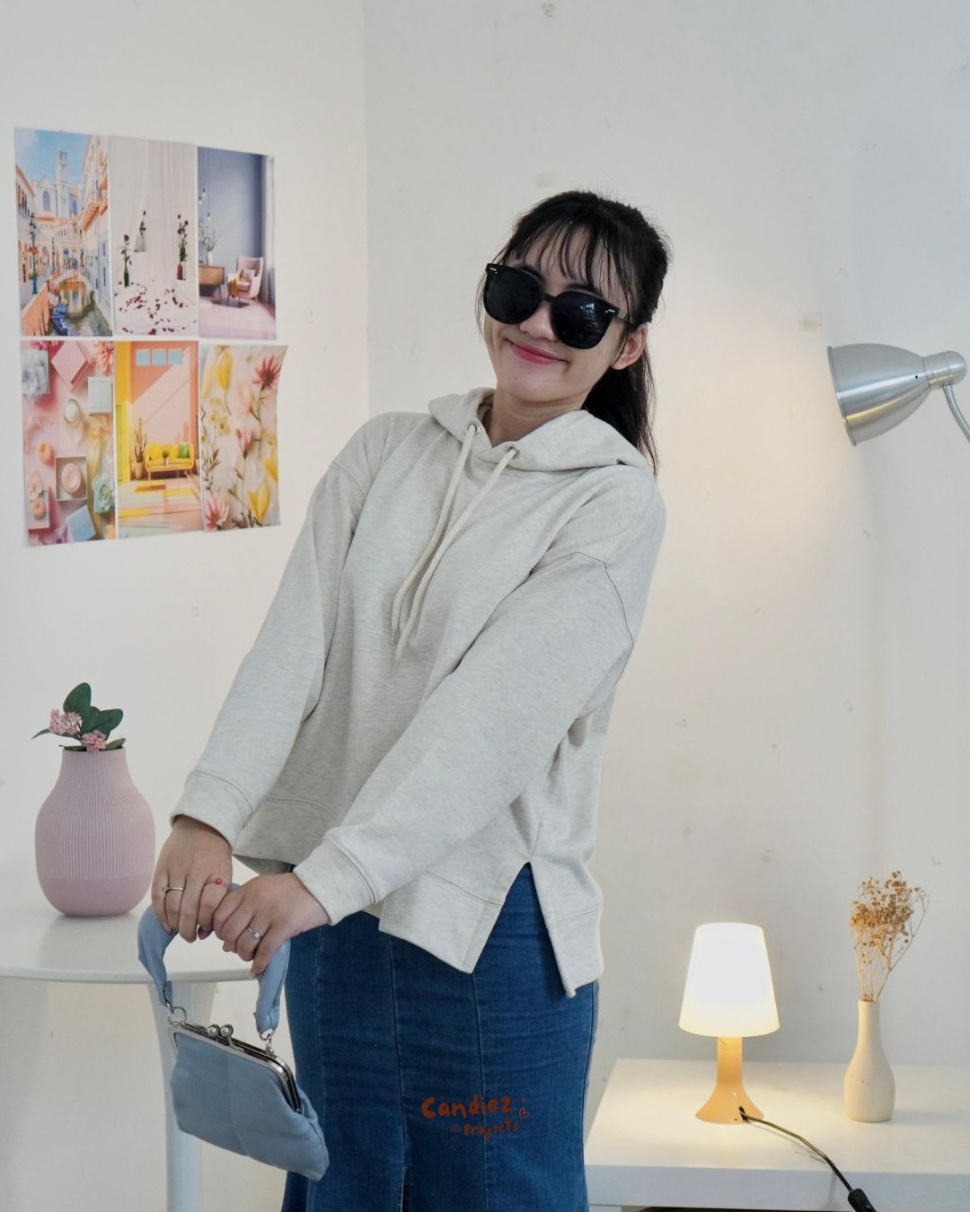 JENNIE Oversized Slit Hoodie | Creamy Oreo