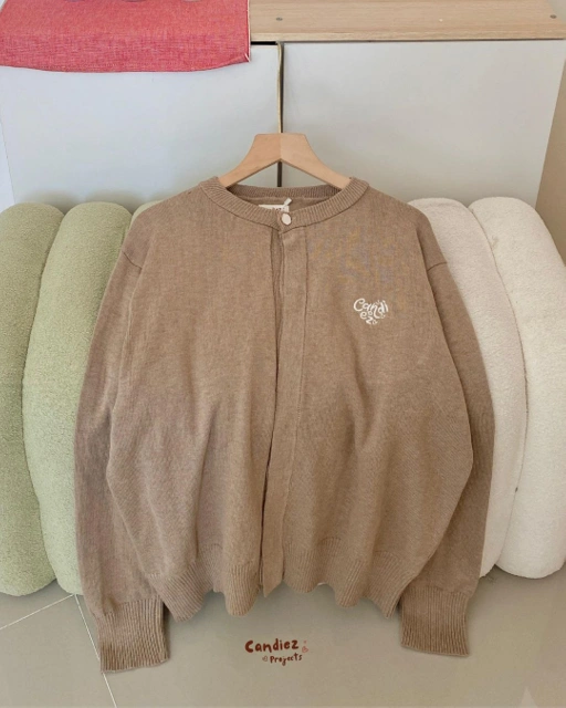Image of RAE Signature Basic Cardigan Knit | Soft Brown