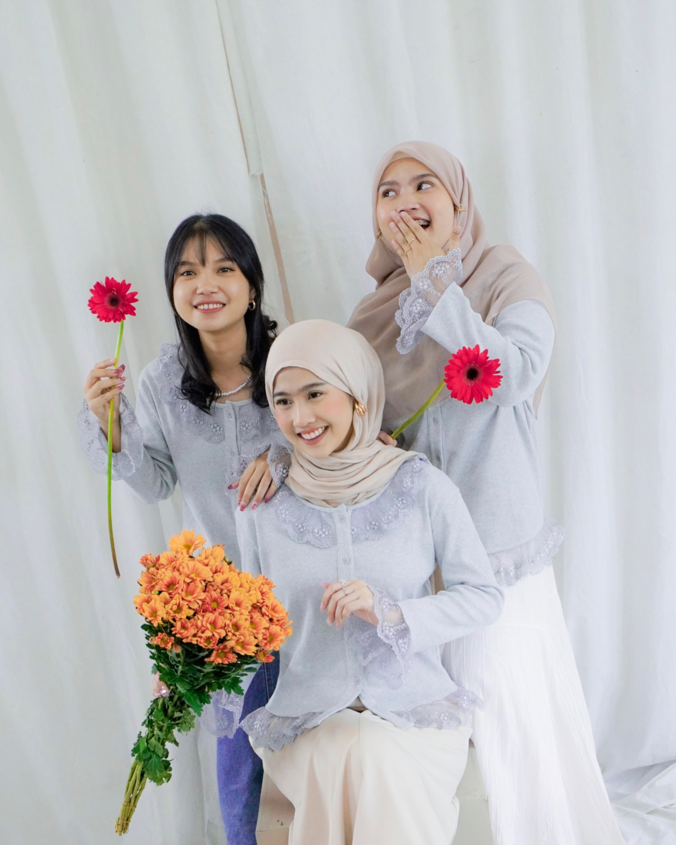 NAMA Lace Knit Top | Light Grey | CANDIEZ ID x nabilamnddd