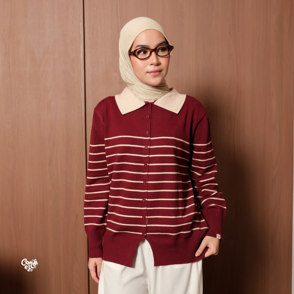NADA Polo Knit Cardi | Maroon