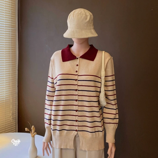 NADA Polo Knit Cardi | Oat