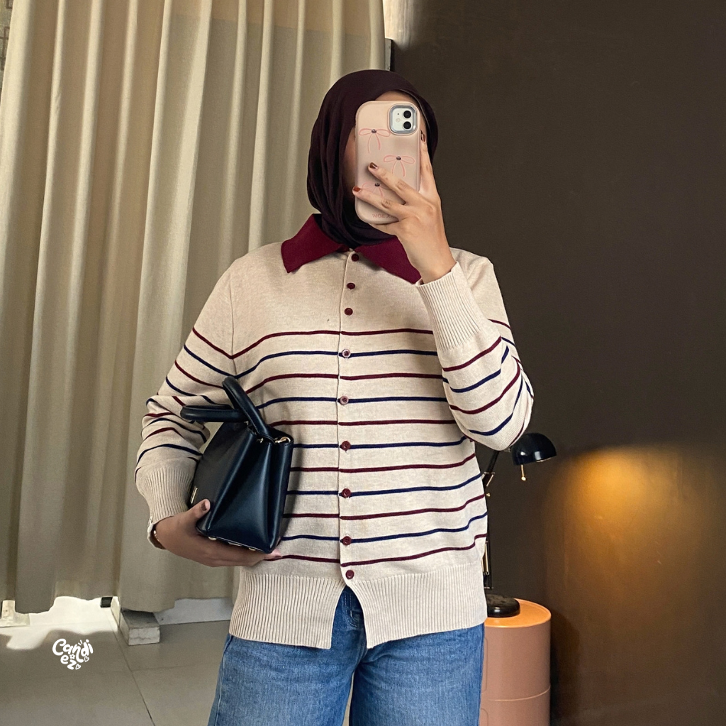 NADA Polo Knit Cardi | Oat